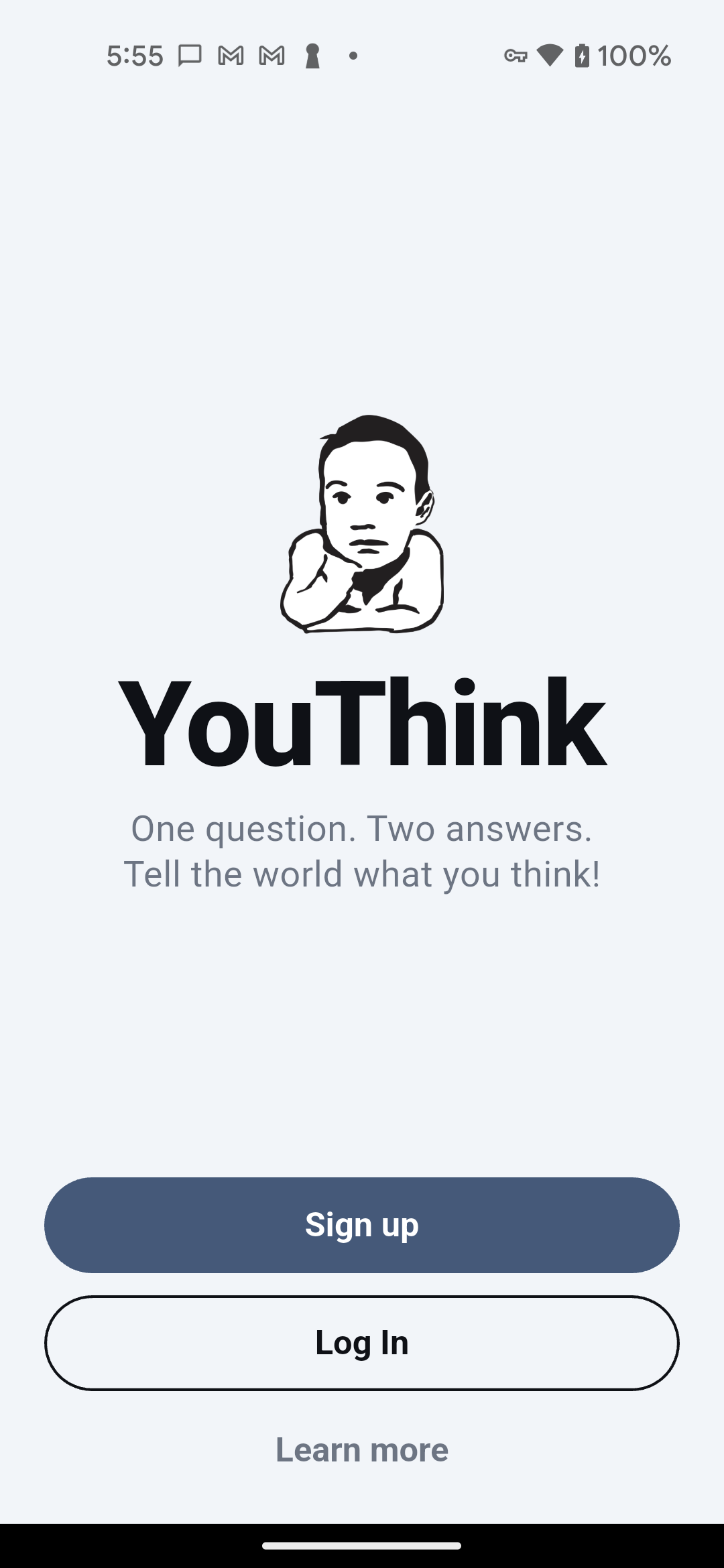 YouThink app login screen