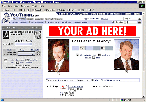 A screenshot of the original youthink.com